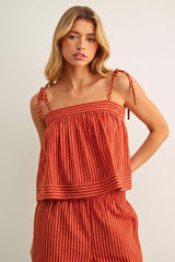 Gemma Top in Red/Beige