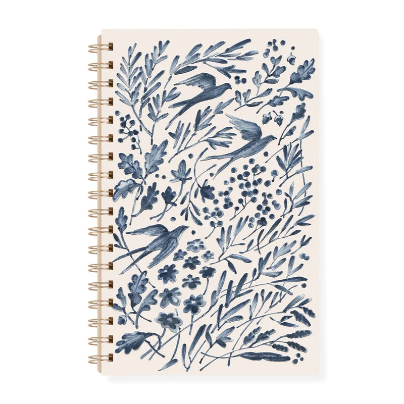 Blue Floral Spiral Notebook