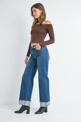 Cuffed Palazzo Jeans