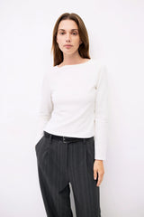Long Sleeve Boat Neck Top
