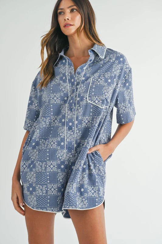 Paisley Print Romper