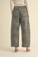 Leopard Print Barrel Jeans