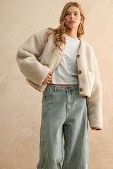 Suede and Sherpa Reversible Jacket