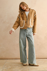 Suede and Sherpa Reversible Jacket