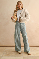 Suede and Sherpa Reversible Jacket