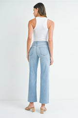 Slim Cut Raw Hem Jeans