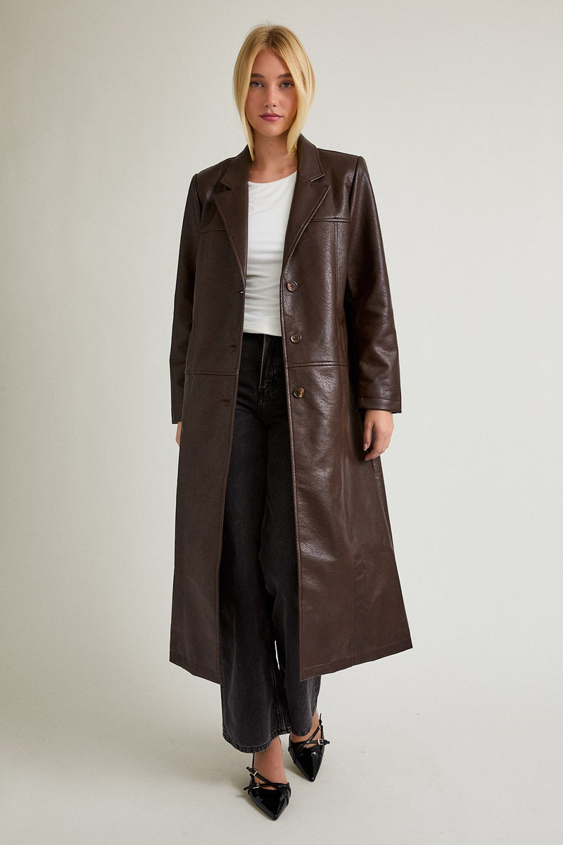 Claudia Faux Leather Coat