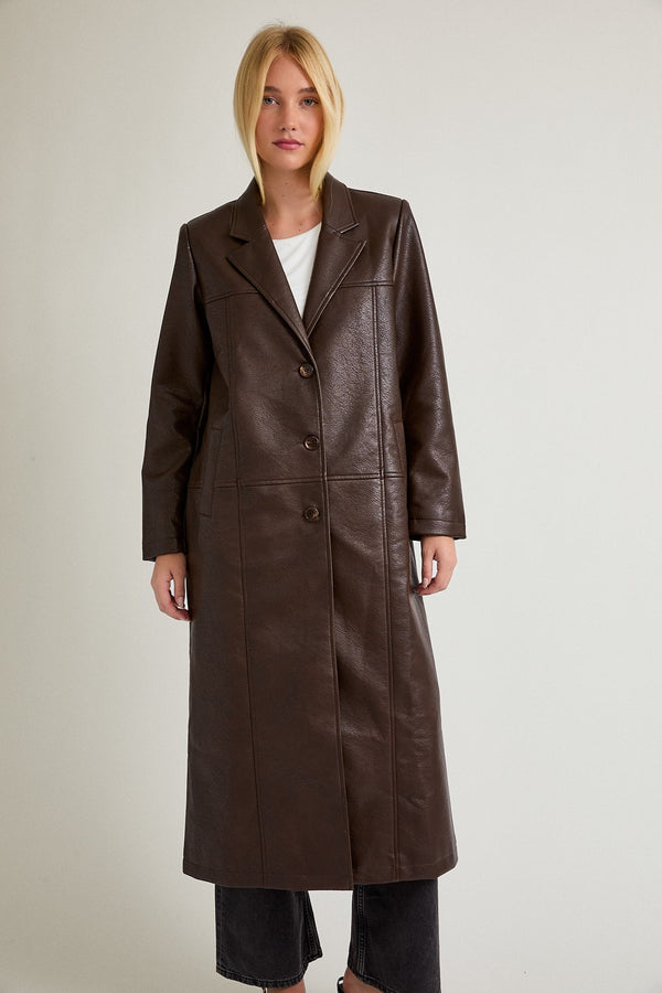 Claudia Faux Leather Coat