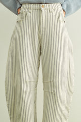 Striped Barrel Jean