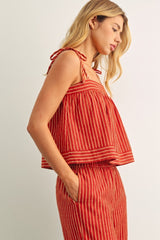 Gemma Top in Red/Beige