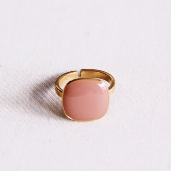 Square Pink Stone Ring