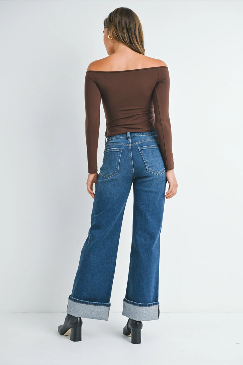 Cuffed Palazzo Jeans