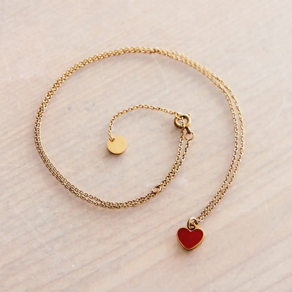Dainty Heart Necklace in Red