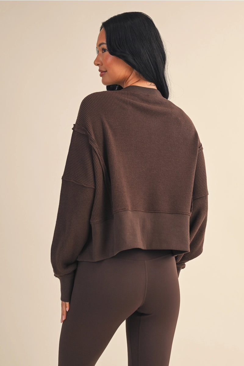 Long Sleeve Waffle Knit Top