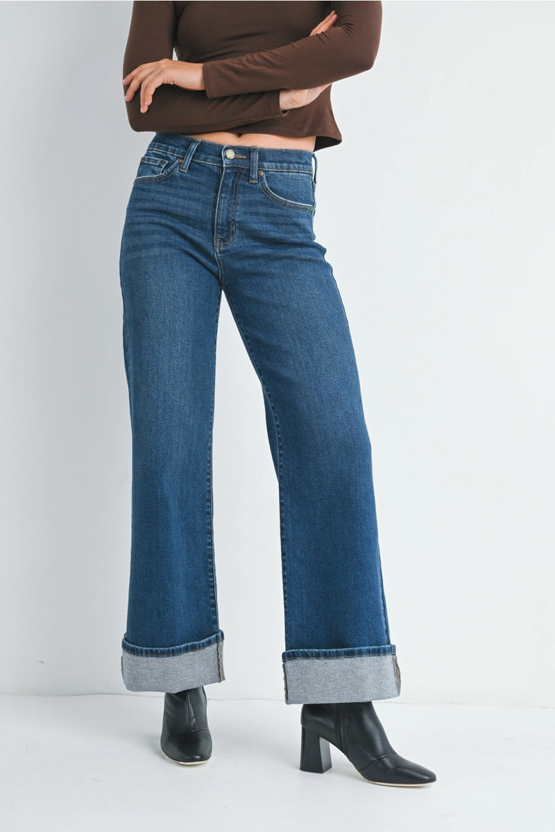 Cuffed Palazzo Jeans