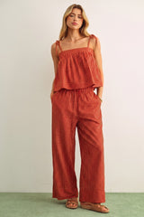 Gemma Top in Red/Beige