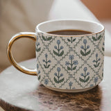 Floral Gold Accent Mugs
