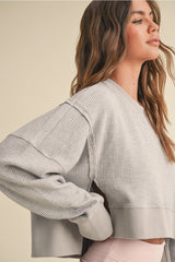Long Sleeve Waffle Knit Top