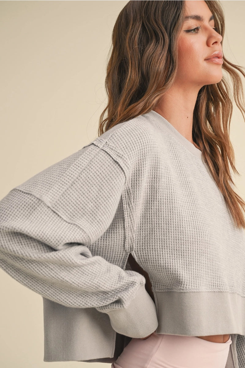 Long Sleeve Waffle Knit Top