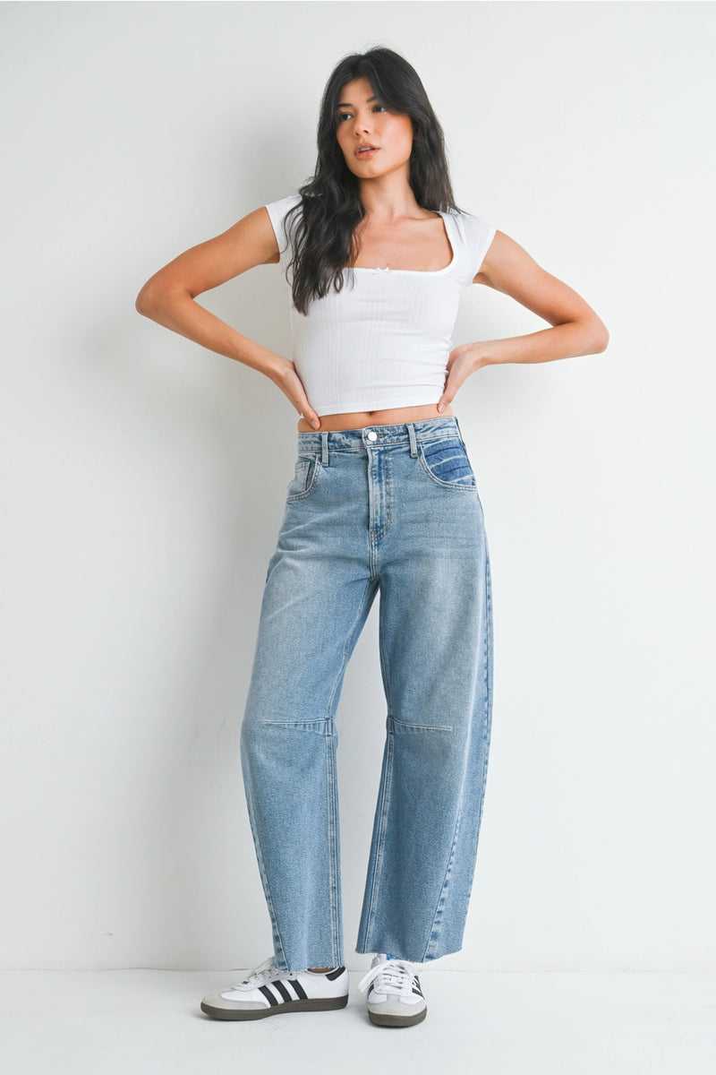 Seamed Barrel Jeans