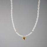 Pearl Necklace with Heart Charm