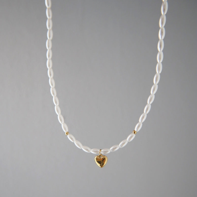 Pearl Necklace with Heart Charm