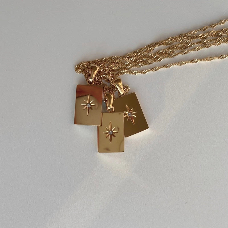 Make A Wish Square Pendant Necklace