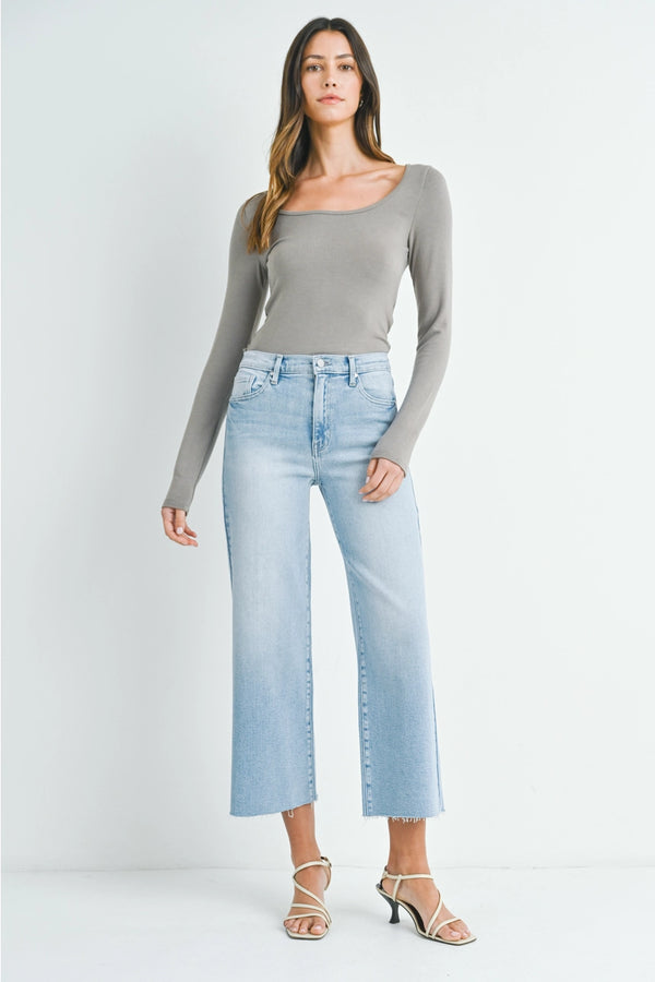 Raw Hem Wide Leg Jeans