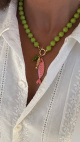 Beaded Fish Charm Necklace