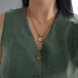 Double Chain Heart Pendant Necklace