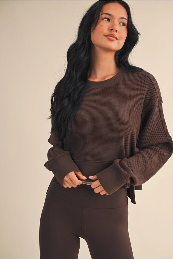 Long Sleeve Waffle Knit Top
