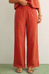 Gemma Pants in Red/Beige
