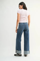 Cuffed Wide Leg Jeans