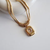 Double Chain Heart Pendant Necklace