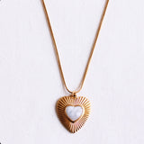 Stainless Steel MOP Heart Necklace