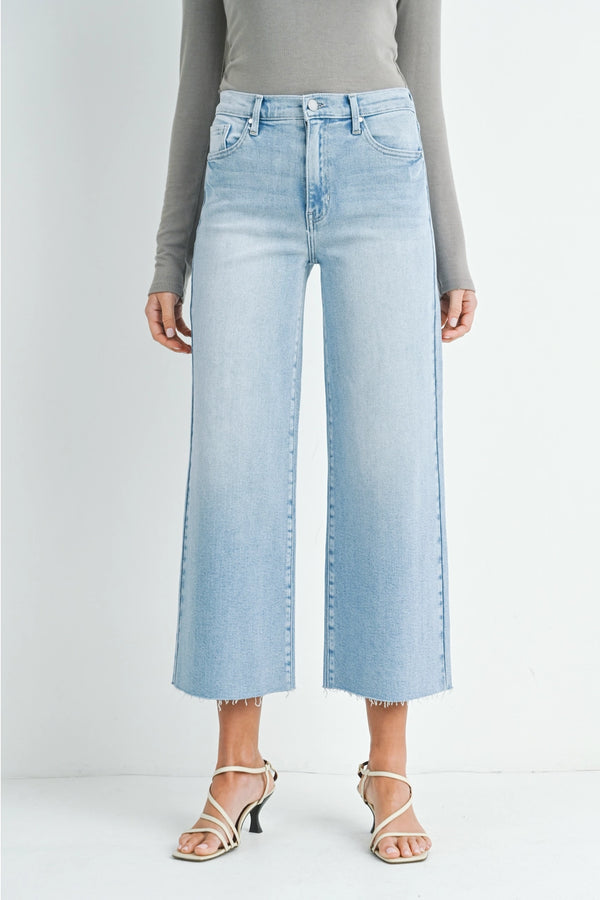 Raw Hem Wide Leg Jeans