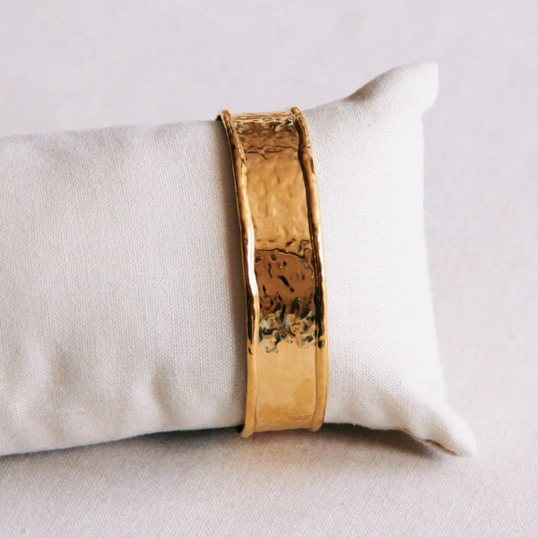 Wide Hammered Bangle