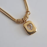 Double Chain Heart Pendant Necklace