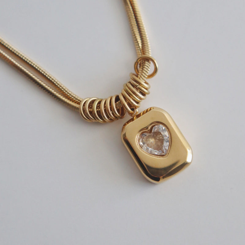 Double Chain Heart Pendant Necklace