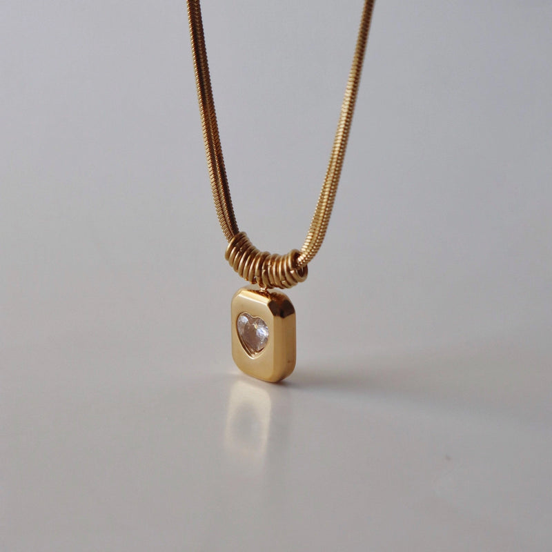 Double Chain Heart Pendant Necklace