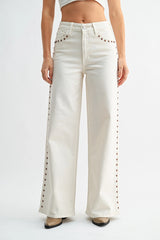 JBD Off White Studded Jeans