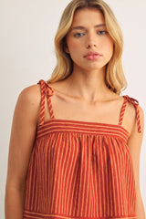 Gemma Top in Red/Beige